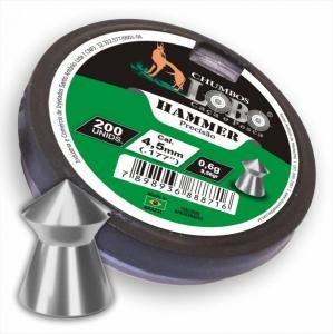 Chumbinho para espingarda de pressão Lobo 4,5mm com 200 unidades